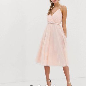 ASOS belted pleated tulle bridesmaid dress